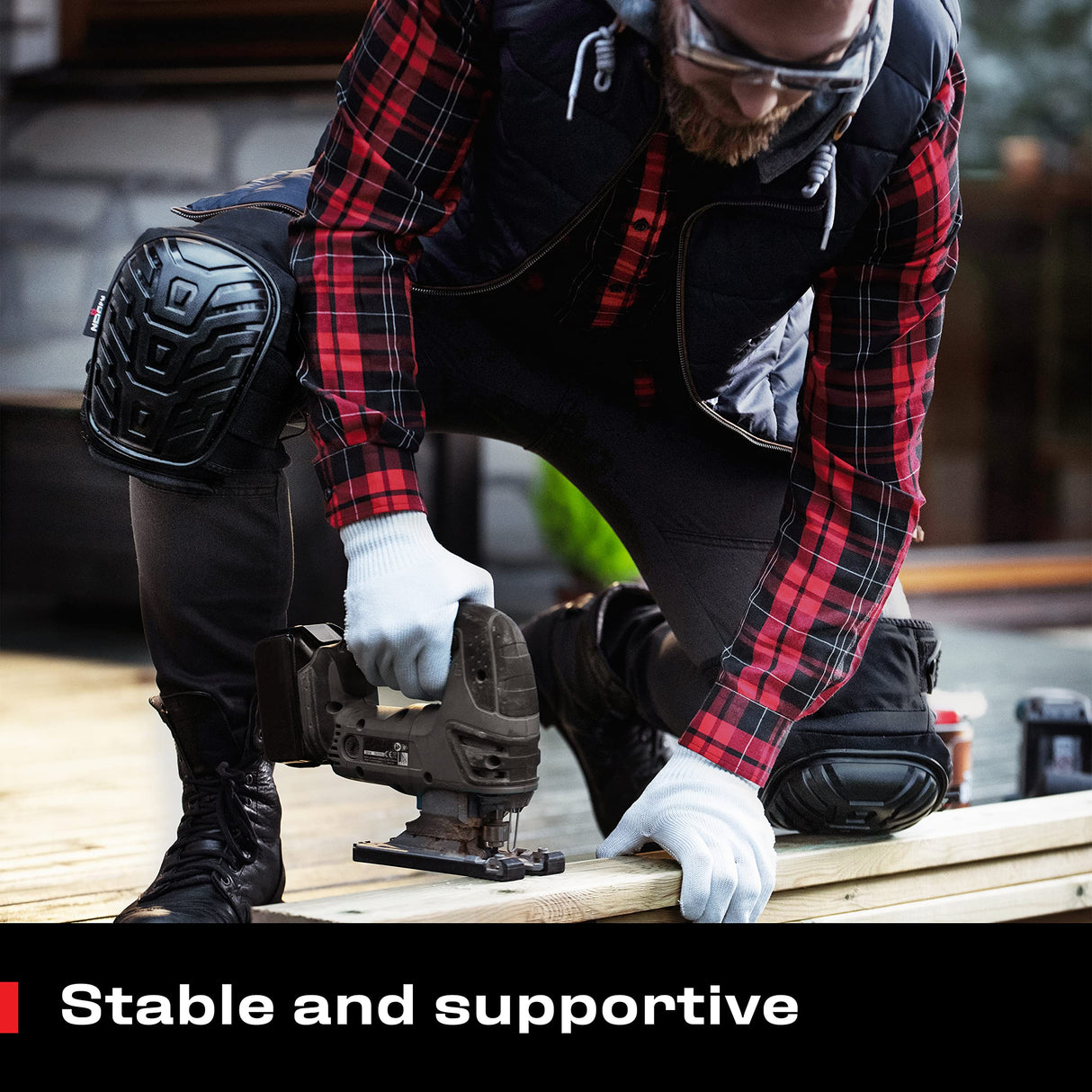 NoCry Professional Knee Pads for Work for Men with Adjustable Thigh & Shin Double Straps - Heavy Duty Shell, Soft Foam and Gel Cushion Gardening Knee NoCry