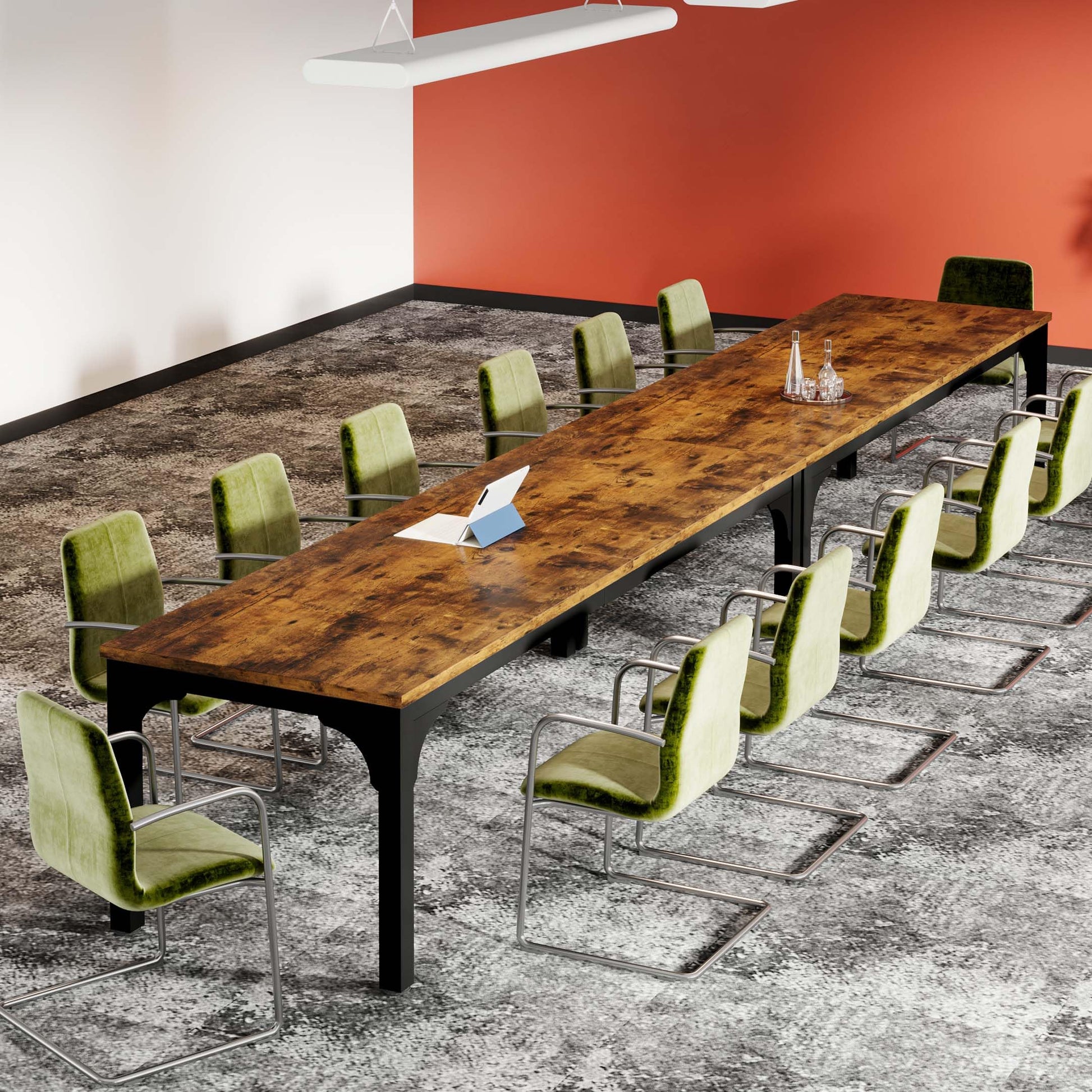 Trggivs 13FT Conference Table, Super Sturdy Large Rectangle Meeting Seminar Table for 10-14 Person, Long Business Tables, 2 Pcs - WoodArtSupply