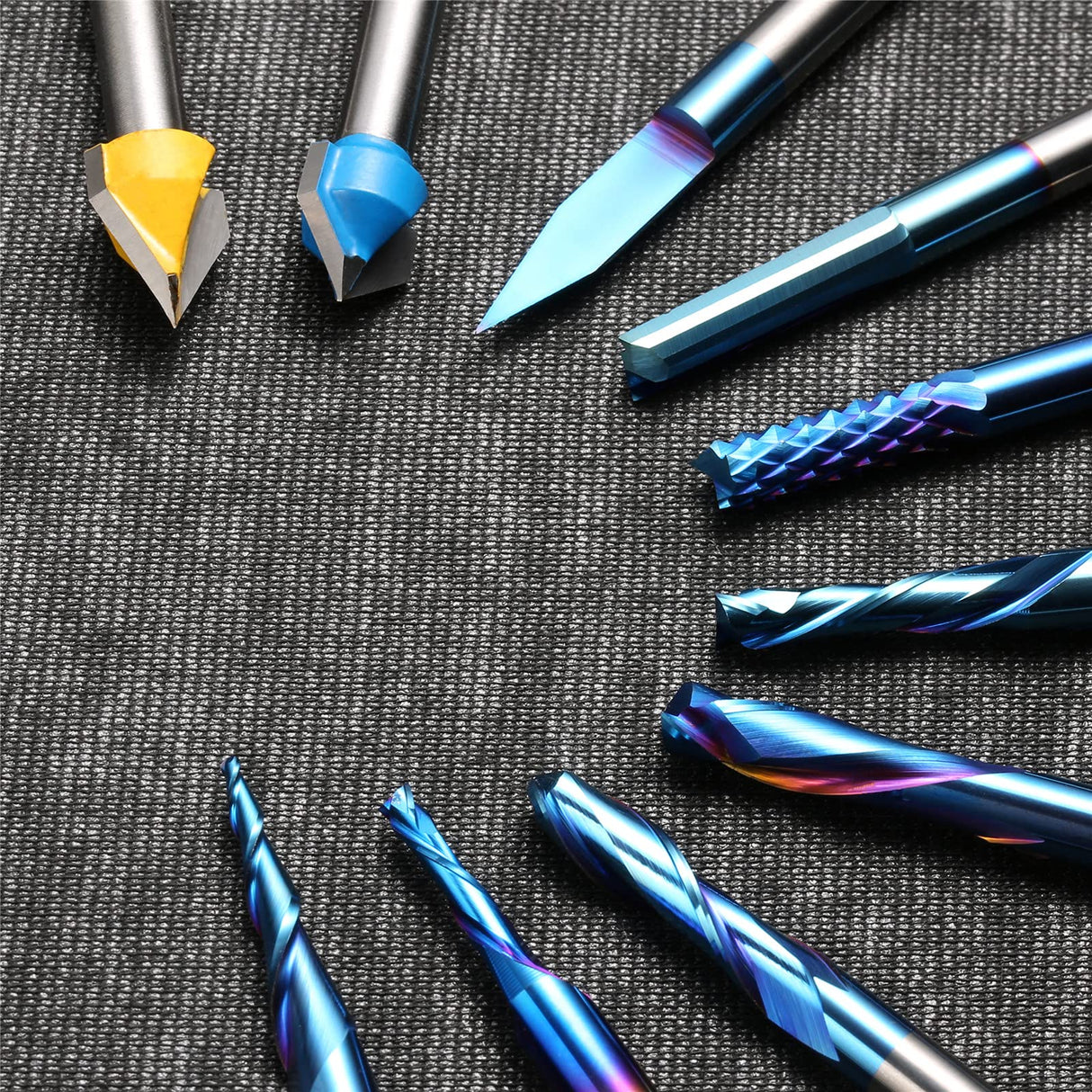 Genmitsu General Purpose CNC Router Bit Collection, 1/4" Shank, Nano Blue Coating, MC10A Genmitsu