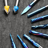 Genmitsu General Purpose CNC Router Bit Collection, 1/4" Shank, Nano Blue Coating, MC10A Genmitsu