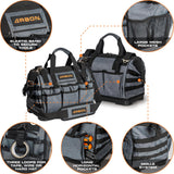 ARBON Tool Bag 16 Inch with Molded Base MOLLE System Heavy Duty Open Mouth Top Large Toolbag Tote Box Bags Storage Organizer for Men and Women Arbon