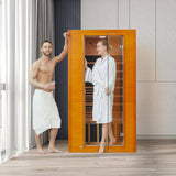 springspa Far Infrared Sauna Room, Near Zero EMF Canadian Hemlock Wood Sauna with 1600W, 9 Chromo Therapy Lights, Oxygen Ionizer, Bluetooth, LCD springspa
