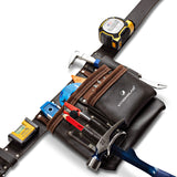 STRONGLAD 5-Pocket Leather Tool Belt, Carpenters Tool Belts, Construction Pouch, Tool Apron, Tool Organizer, Utility Pouches, Tool Bag, Toolbelt for STRONGLAD