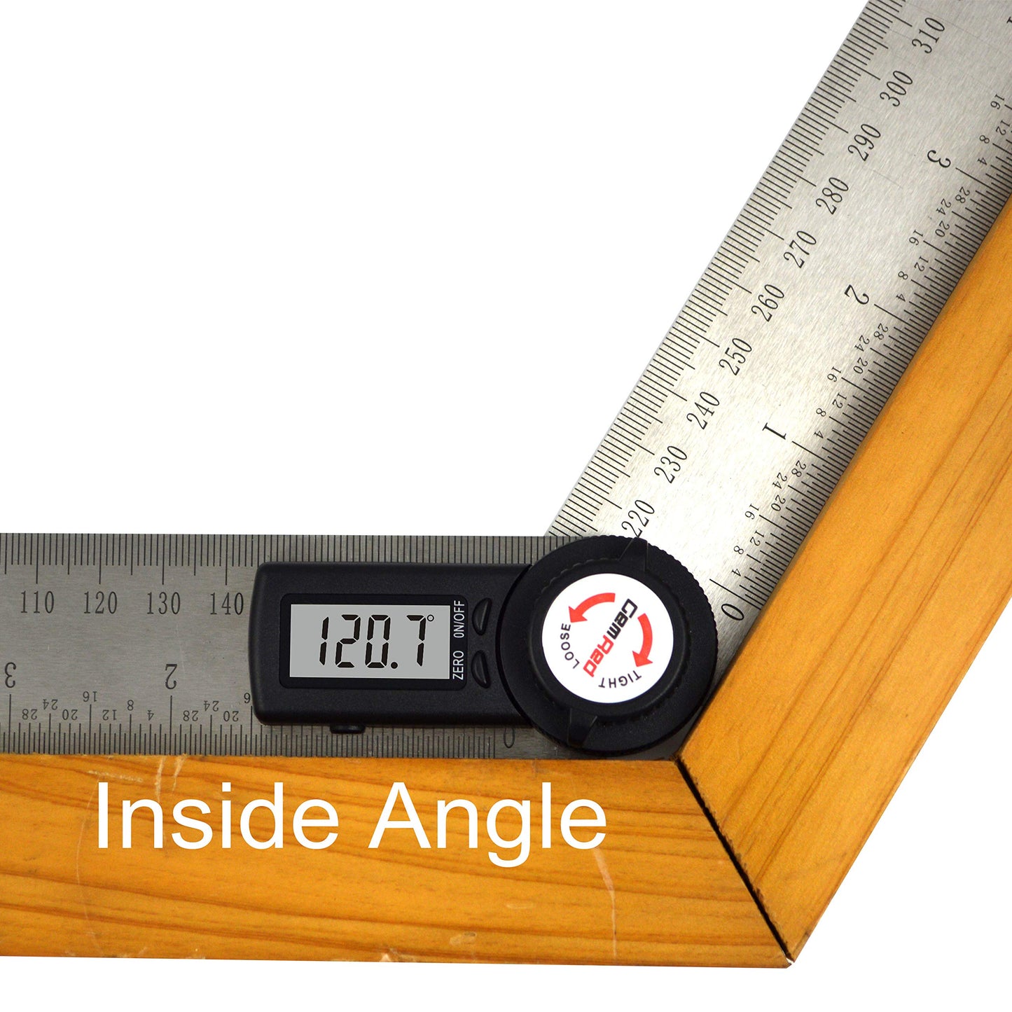 GemRed 82305 Digital Angle Finder GemRed Protractor Stainless steel 7inch 200mm (Black Button) - WoodArtSupply