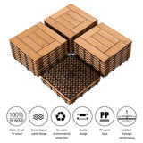 Yaheetech 27PCS Natural Wood Deck Tiles Interlocking Patio Deck Tiles Solid Wood and Plastic Indoor&Outdoor 12 x 12in Yaheetech