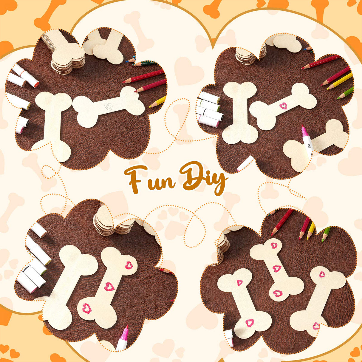 40 Pieces 4.3 x 2.2 Inches Wood Dog Bone Cutouts Unfinished Wood Dog Bone Plain Bone Shaped Wood for Crafts Wooden DIY Projects Home Decoration Jetec