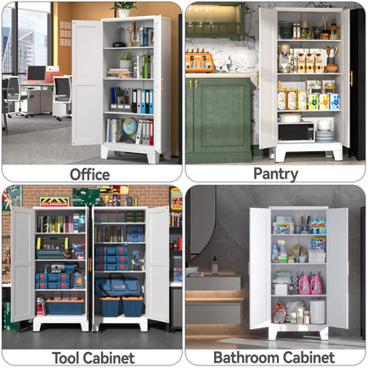 PAOFIN White Kitchen Storage Cabinet, Kitchen Pantry Storage Cabinet with Doors and Shelves, Storage Cabinet with Adjustable Leveling Foot for - WoodArtSupply