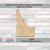 Idaho Wood Cutouts for crafts, Laser Cut Wood Shapes 5mm thick Baltic Birch Wood, Multiple Sizes Available Elliefont Styles