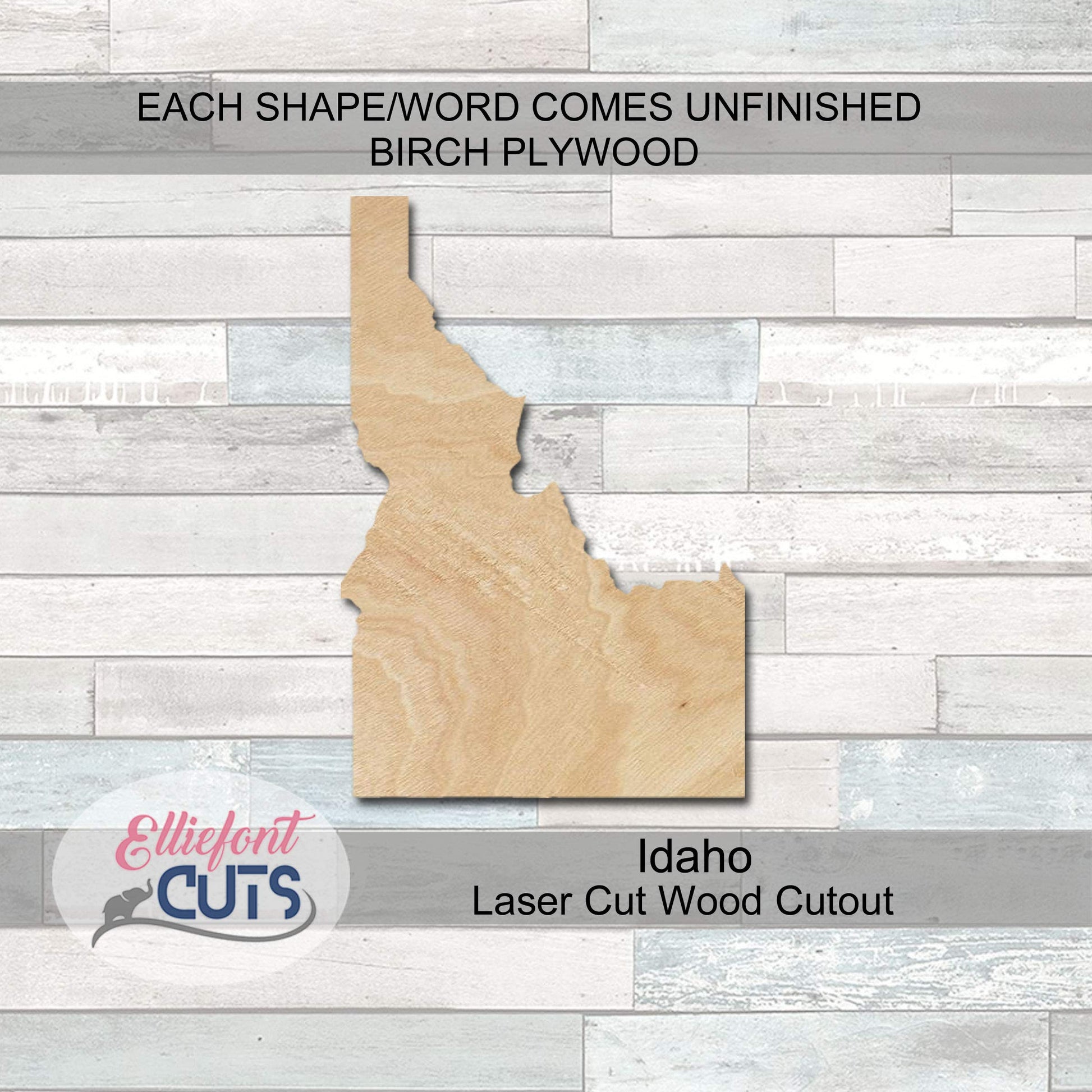 Idaho Wood Cutouts for crafts, Laser Cut Wood Shapes 5mm thick Baltic Birch Wood, Multiple Sizes Available - WoodArtSupply