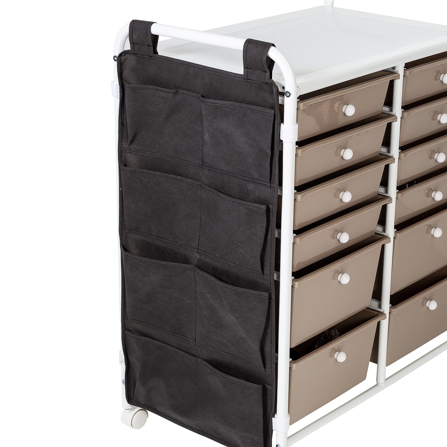 Honey-Can-Do Honey Can Do 12-Drawer Metal Rolling Storage Cart with Side Pockets CRT-09104 White Honey-Can-Do