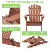 Outdoor Wooden Folding Adirondack Chair Set of 2 with Pre-Assembled BackRest, Wood Patio Chair for Garden Backyard Porch Pool Deck Firepit SoliWood
