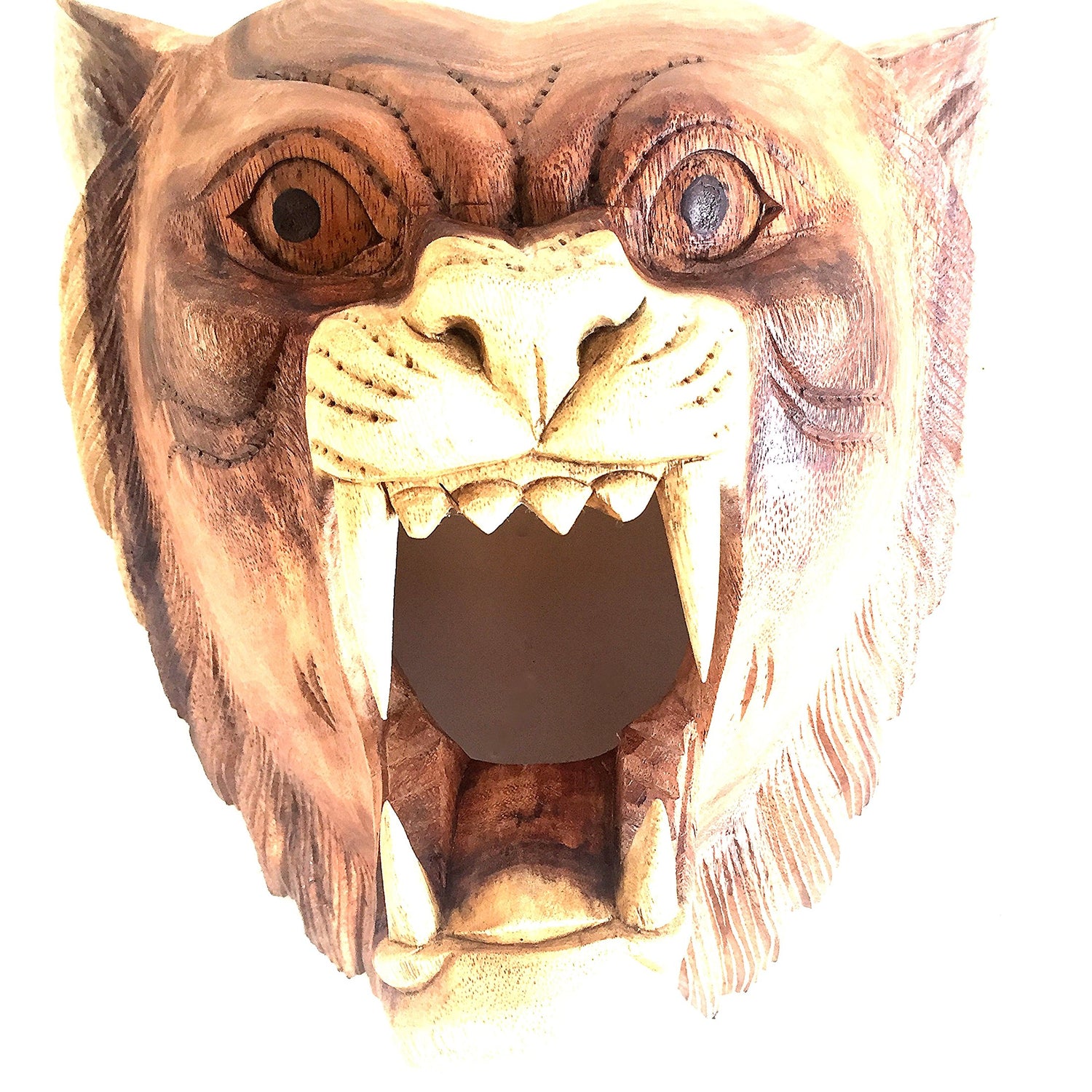 OMA Wood Carved African Lion Mask Head Wall Mount Sculpture Wall Decor - Hand Crafted PREMIUM QUALITY - XL SIZE BRAND OMA