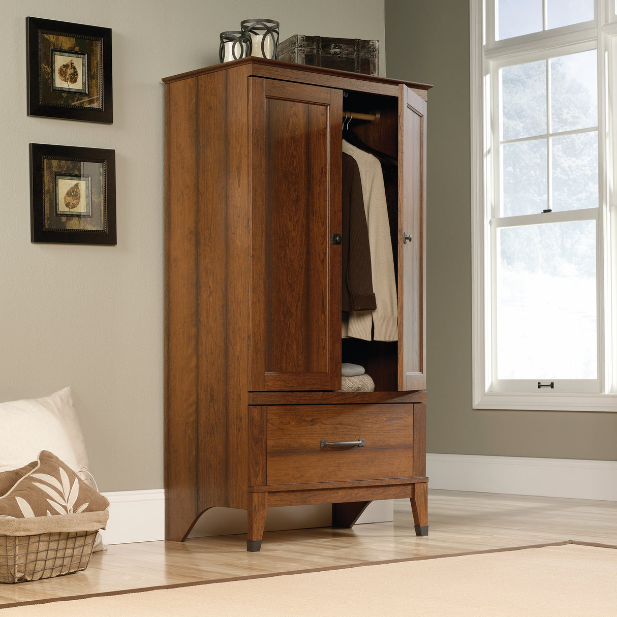 Sauder Carson Forge Armoire, Washington Cherry finish Sauder
