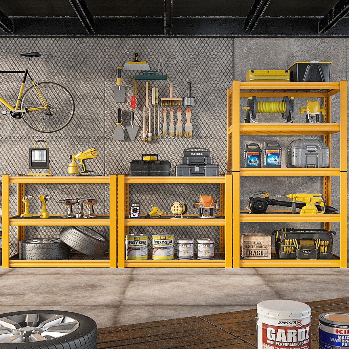 REIBII 72" H Garage Shelving Heavy Duty 2000LBS Garage Storage Shelves Metal Shelving Unit 5-Tier Garage Shelves for Storage Rack Shelf for REIBII