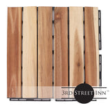 Deck Tiles - Patio Pavers - Acacia Wood Outdoor Flooring - Interlocking Patio Tiles - 12"x12" (20 Pack) - Natural Acacia Finish - Straight Pattern 3rd Street Inn