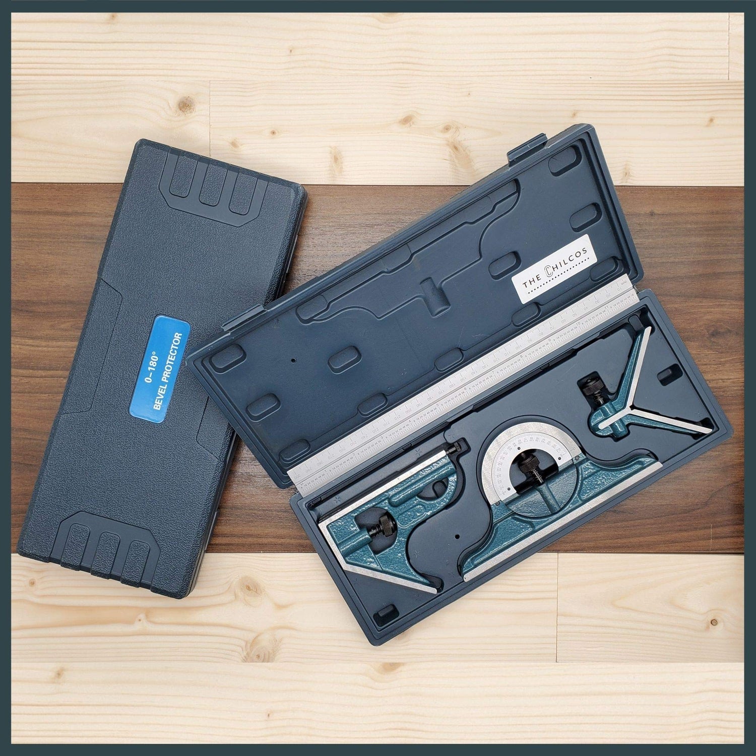 Combination Square Set with Protractor, Woodworking Square, Carpenter Square, 12’’ Bevel Ruler, 180 Degree Angle Finder, Ideal for Woodworking, The Chilcos