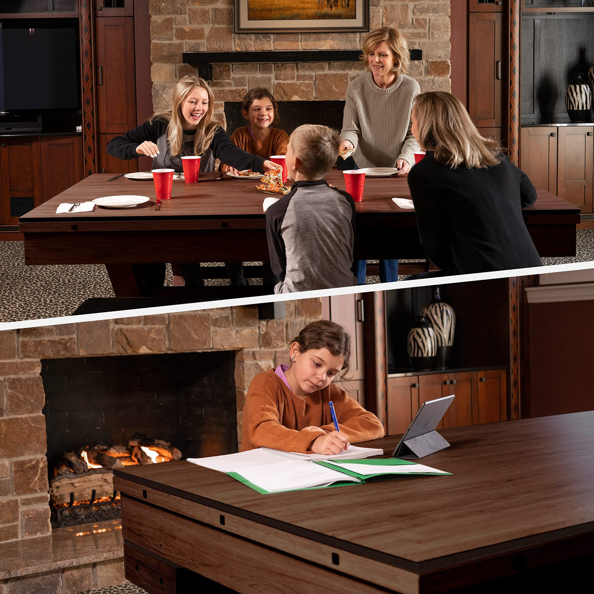 Freetime Fun 7 FT 3 in 1 Multi Game Pool Table with Dining Top Pool Table Ping Pong Table Combo, Includes Pool Table Accessories and Tennis Paddles Freetime Fun