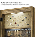 SRIWATANA Jewelry Armoire Cabinet, Solid Wood Jewelry Organizer with Full Length Mirror Wall/Door Mounted(Carbonized Black) SRIWATANA