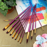 Royal Brush Manufacturing Royal and Langnickel Zip N' Close 12-Piece Brush Set, Firm Burgundy Taklon, Assorted Royal Brush