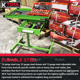 K Tool International 75108 Adjustable Tear Down Work Table with Drawer for Garages, Repair Shops, and DIY, Portable, (4) 2" Swivel Casters, 220 Pound K Tool International
