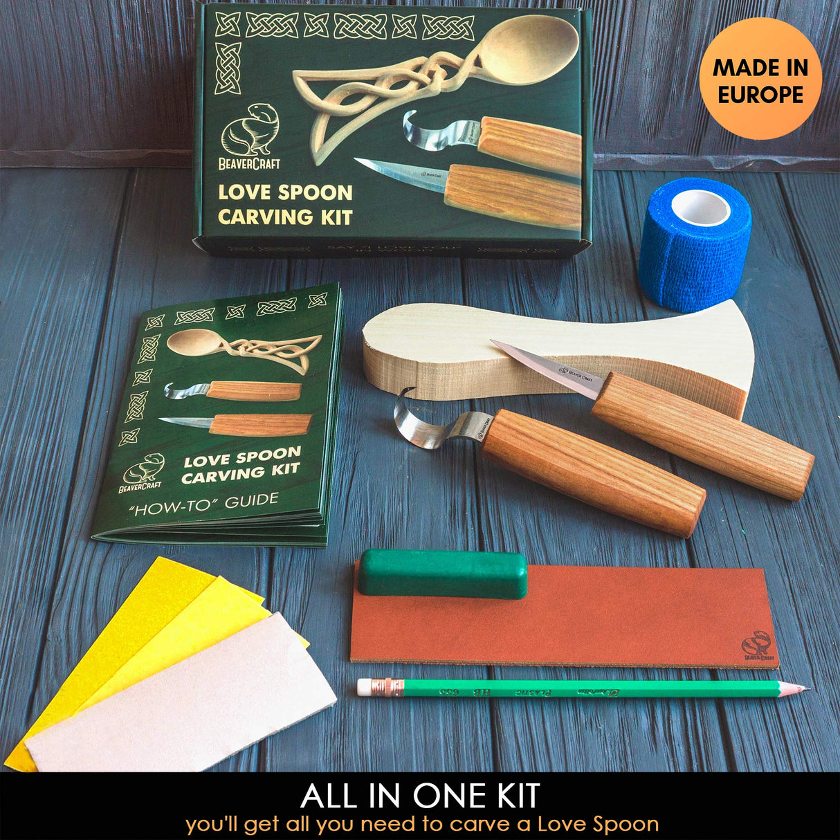 BeaverCraft, Wood Whittling Kit for Beginners DIY04 - Spoon Carving Kit - Wood Carving Whittling Hobby Kit for Adults and Teens - Wood Carving Hook BeaverCraft