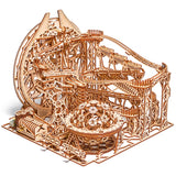 Wood Trick Wooden Marble Run 3D Wooden Puzzles for Adults and Kids to Build - 15x14 in - Electric Driven - Roller Coaster Wooden Model Kits for Wood Trick