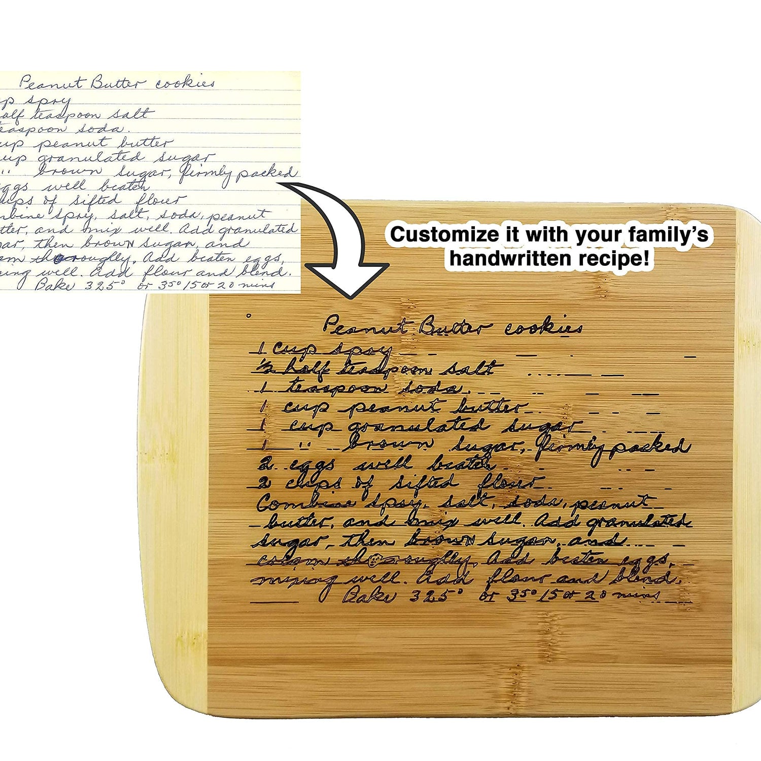 Personalized Wooden Custom Recipe Cutting Board (Thick), Handwritten Engraved, Recipe | Family Recipe, Family Heirloom Gift | Charcuterie, Meat, Wedding Collectibles