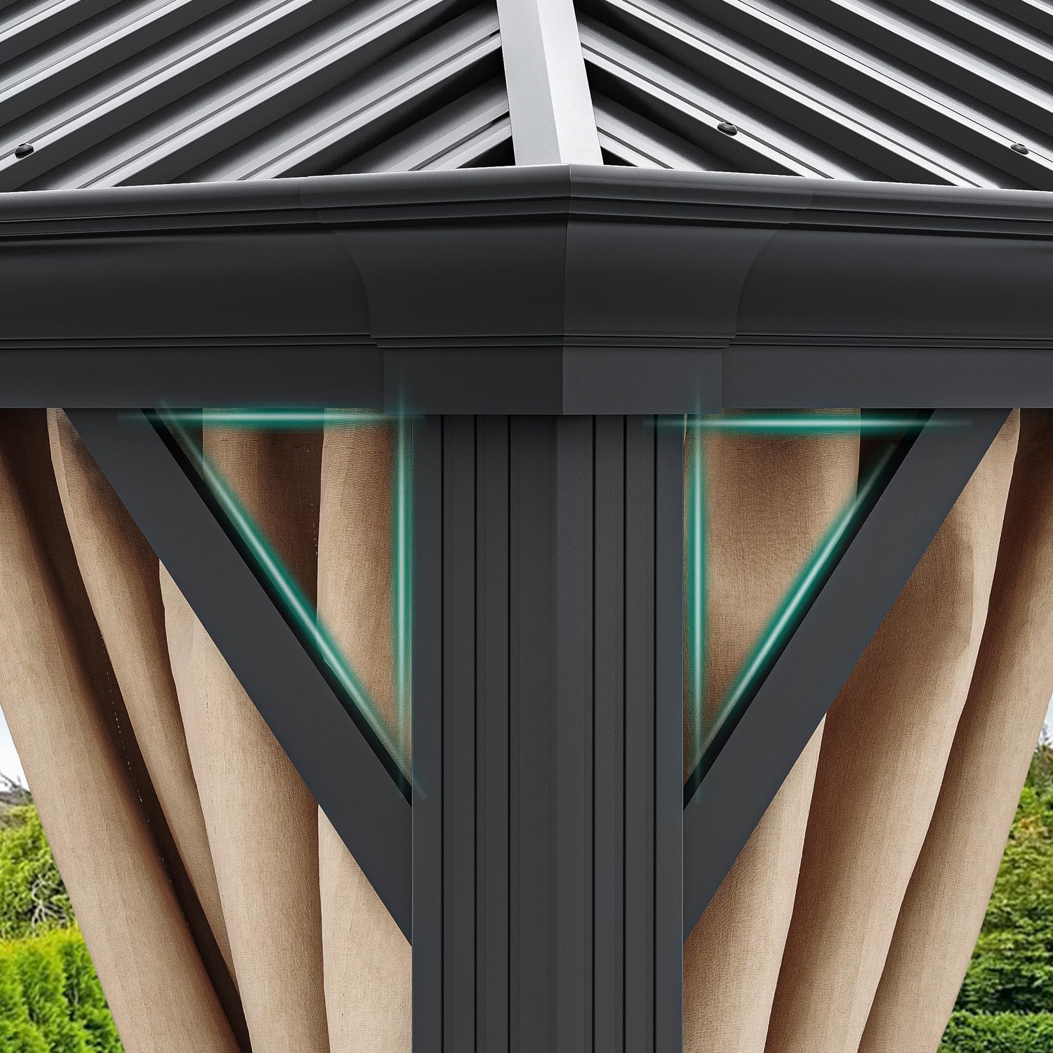 YITAHOME 10x12ft Gazebo Double Roof Hardtop with Nettings and Curtains, Heavy Duty Galvanized Steel Outdoor Vertical Stripes Roof for Patio, YITAHOME