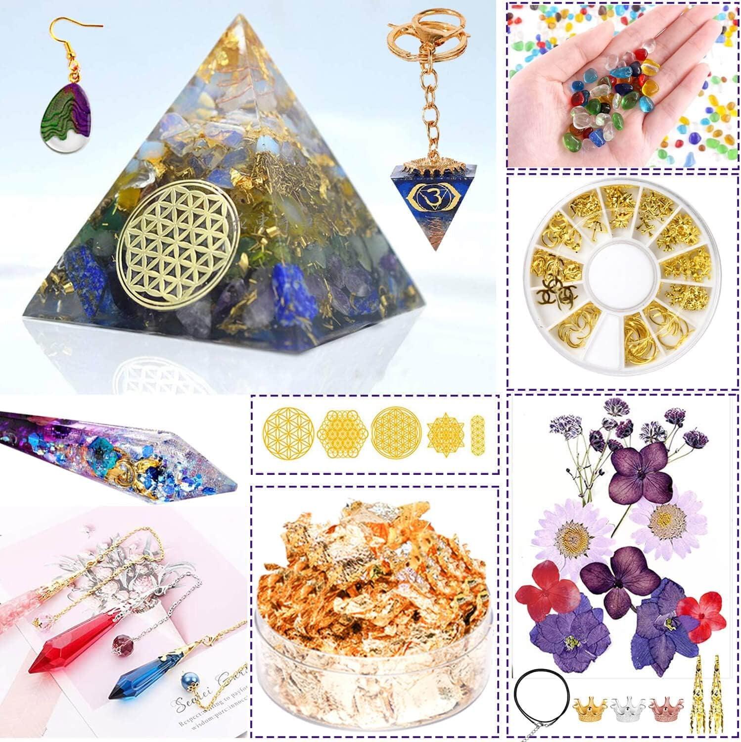 Resin Mold Kit for Beginners - 125PCS Contains Resin Orgone Chakra Pyramid Mold, Earring Necklace Mold WoodArtSupply
