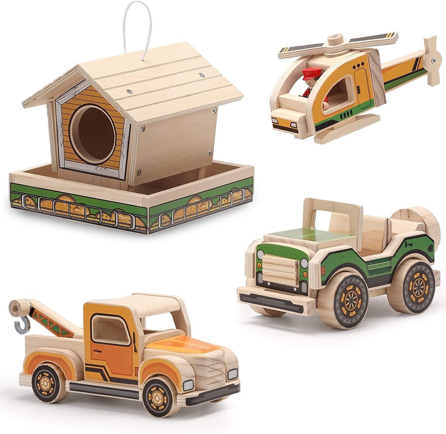 Woodworking Building Kit, 4-In-1 Kids STEM Projects Set, DIY Wood Crafts Assembly WoodArtSupply