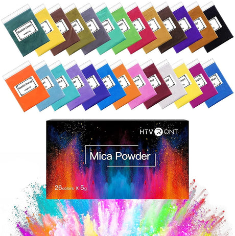Mica Powder for Epoxy Resin 130G - 26 Colors Shimmery Pigment Powder - Easy to Mix & Natural for Soap Making, Lip Gloss, Bath Bombs WoodArtSupply