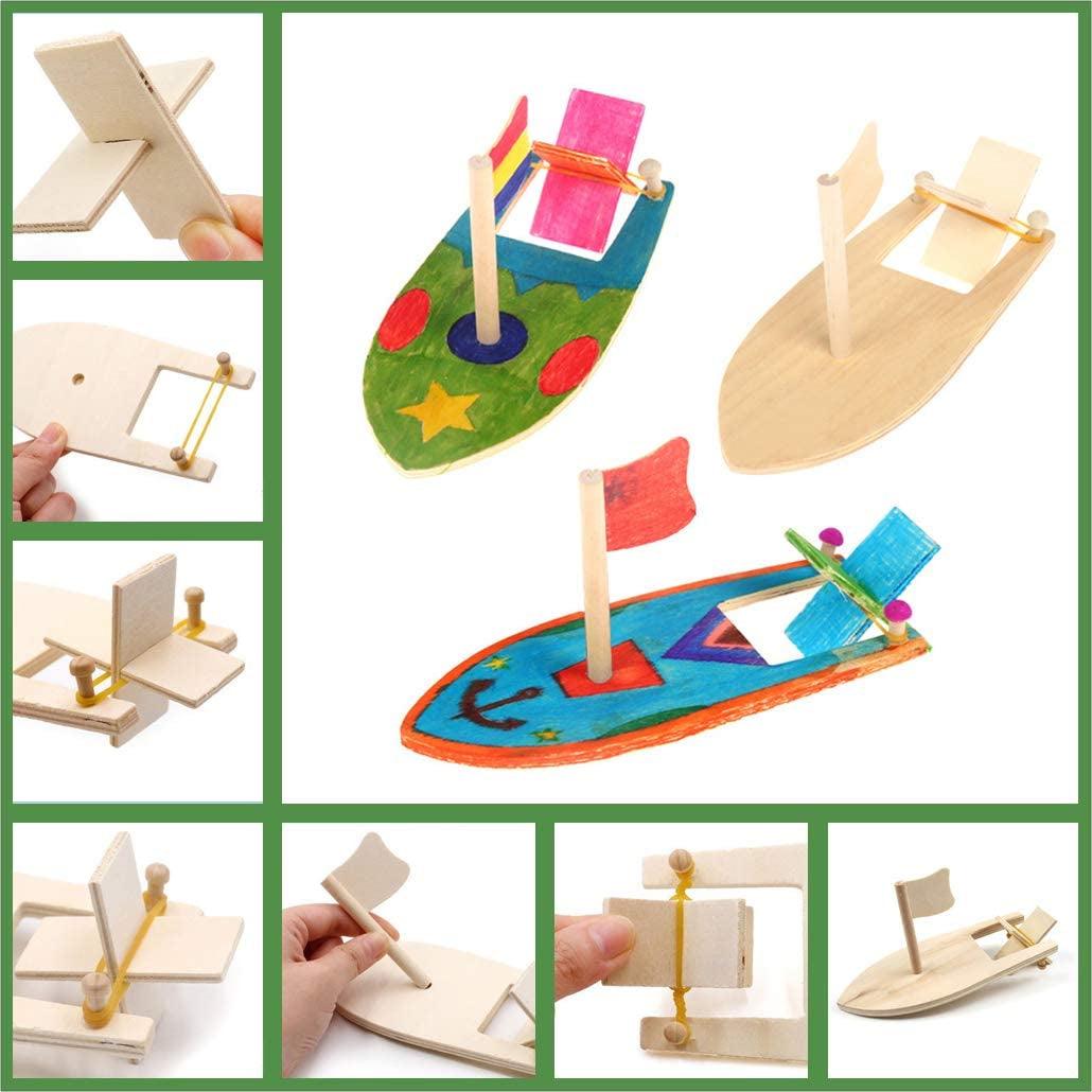 6 Pack DIY Wood Boat Model Wooden Sailboat Craft Wooden Boat Model Kits - WoodArtSupply