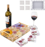 Resin Tray Molds Silicone, 13.5" Large Rectangle Deep Tray Resin Mold and 4 Piece Square Deep Coaster Molds, Silicone Tray Board Table Resin Mold & WoodArtSupply