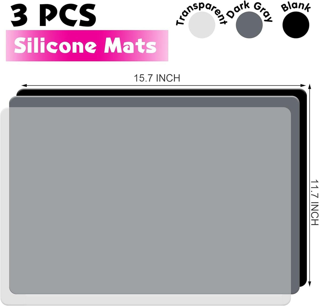 Silicone Mats for Crafts, 3 Pack 15.7” X 11.7” Silicone Mat, Silicone Sheets for Resin Jewelry Casting Molds, Nonstick Silicone Craft Mats for Resin WoodArtSupply