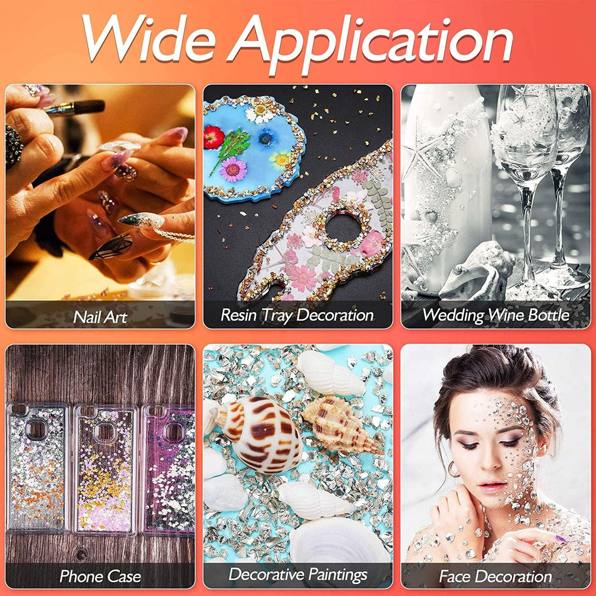 36 Pack Crushed Glass Glitter, Broken Crushed Glass Pieces for Craft Resin Nail DIY Craft Vase Filler Epoxy Resin Art Jewelry Making WoodArtSupply