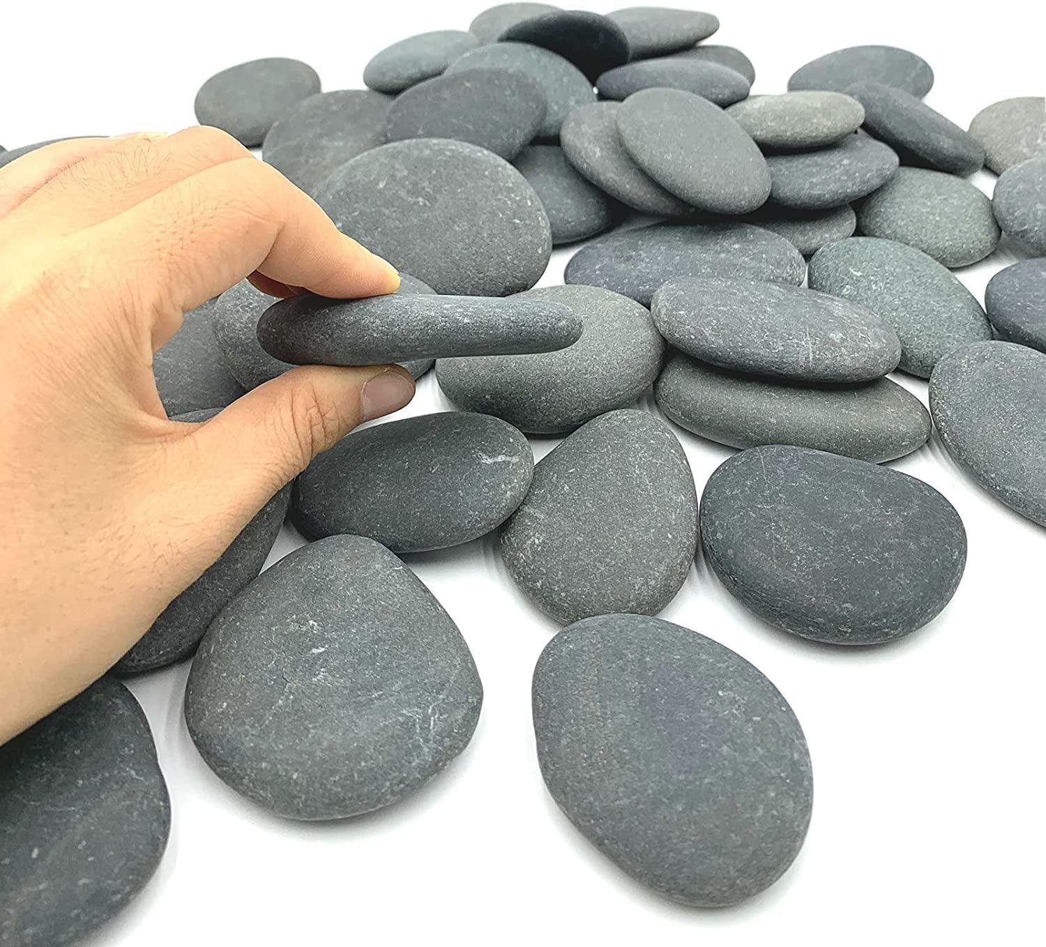 50PCS Painting Rocks, Black DIY Rocks Flat & Smooth Kindness Rocks for Arts, Crafts, Decoration - WoodArtSupply