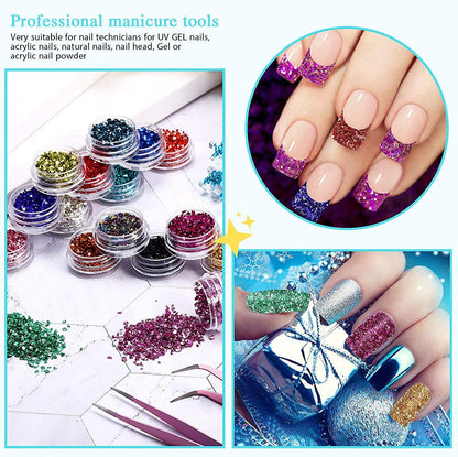 16 Colors Crushed Glass Irregular Metallic Mini Chips 0.5-2.5 Mm Sprinkles Chunky Glitter with 2 Pieces Tweezers for Nail Arts Craft DIY Resin Mold Jewelry Making Vase Filler Decoration Supplies - WoodArtSupply