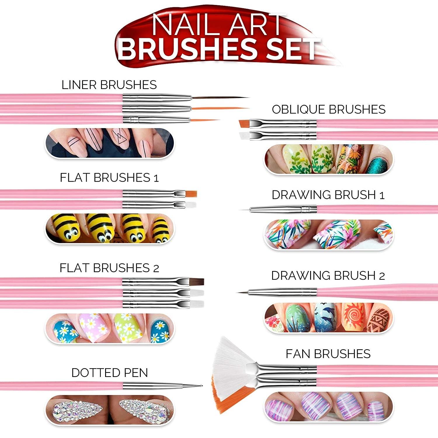 Beginners, Nail Art Supplies with Nail Art Brushes, Nail Dotting Tools, Nail Art Stickers WoodArtSupply
