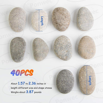 40PCS Rocks for Painting,Smooth Unpolished Craft Rocks Stones DIY Rocks Flat Assorted Size - WoodArtSupply