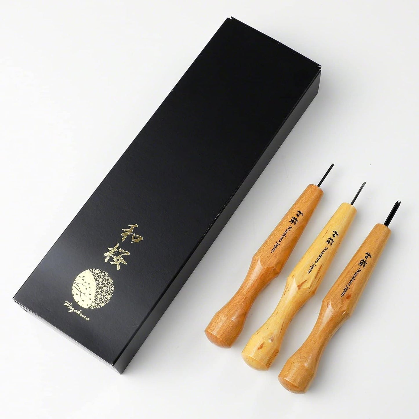 3PCS Bonsai Chisel Kit with round Gouge, Single Bevel Skewed and V-Parting Tool, Hand Carving Tool Set for Jin Shari Making, Woodworking Knife Pack (3PCS Bonsai Chisel Kit, Mini Size)