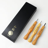 3PCS Bonsai Chisel Kit with round Gouge, Single Bevel Skewed and V-Parting Tool, Hand Carving Tool Set for Jin Shari Making, Woodworking Knife Pack WoodArtSupply