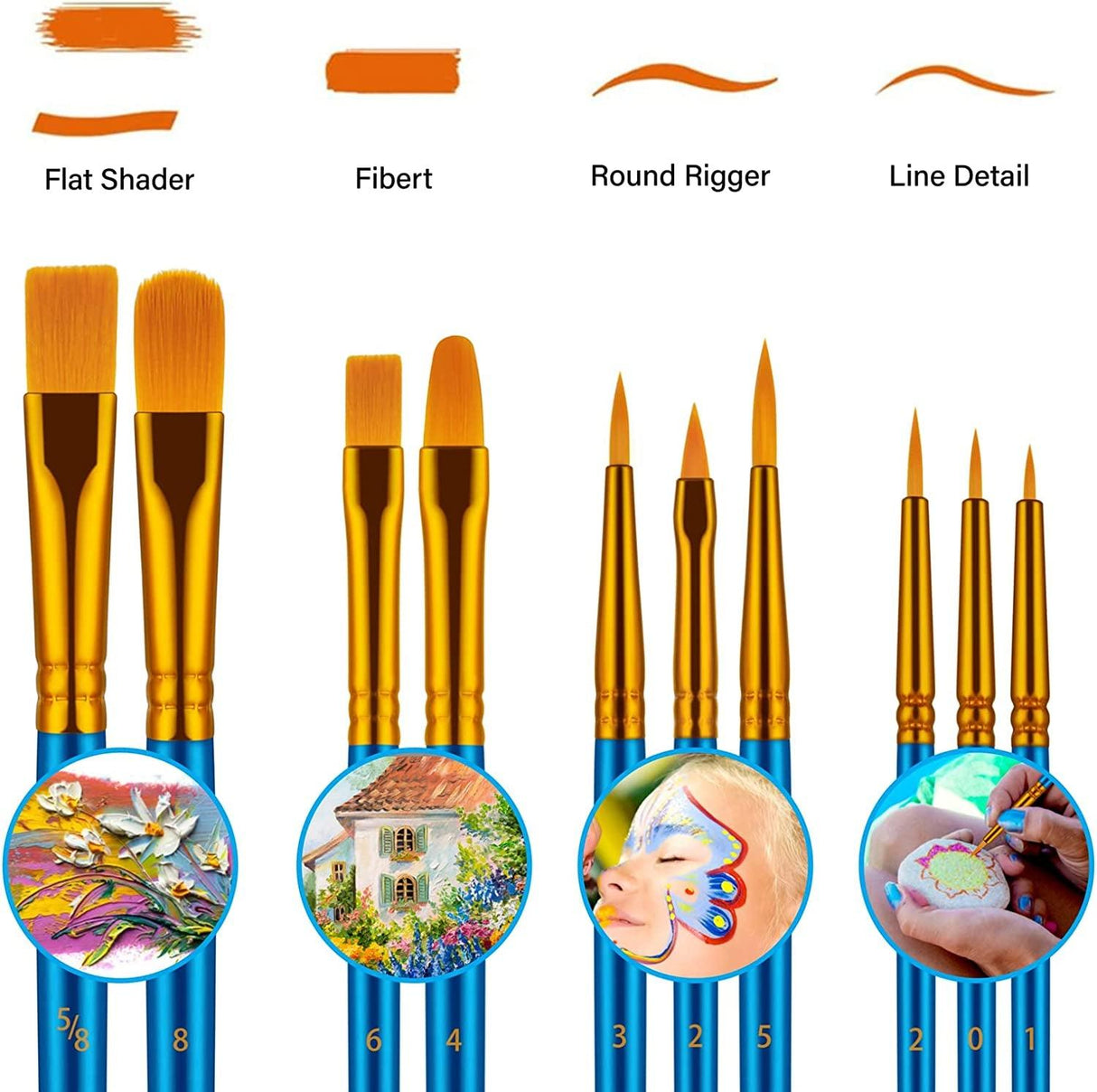 Paint Brushes Set, 20 Pcs Paint Brushes for Acrylic Painting, Oil Watercolor Acrylic Paint Brush WoodArtSupply