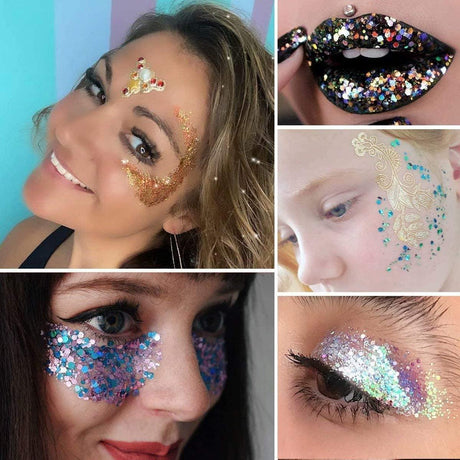 Holographic Chunky Glitter, Set of 12, Craft Glitter for Resin Art Crafts, Cosmetic Glitter for Nail Body Face Eye, Epoxy Resin Glitter Sequin Flake WoodArtSupply