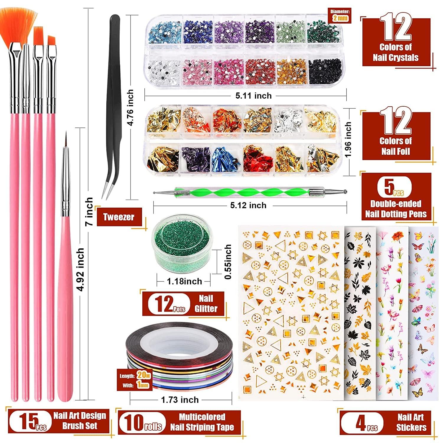 Glitter & Sticker, Nail Art Brushes for Beginners Nail Dotting Tool WoodArtSupply