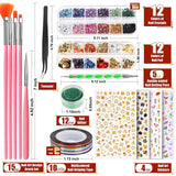 Glitter & Sticker, Nail Art Brushes for Beginners Nail Dotting Tool WoodArtSupply