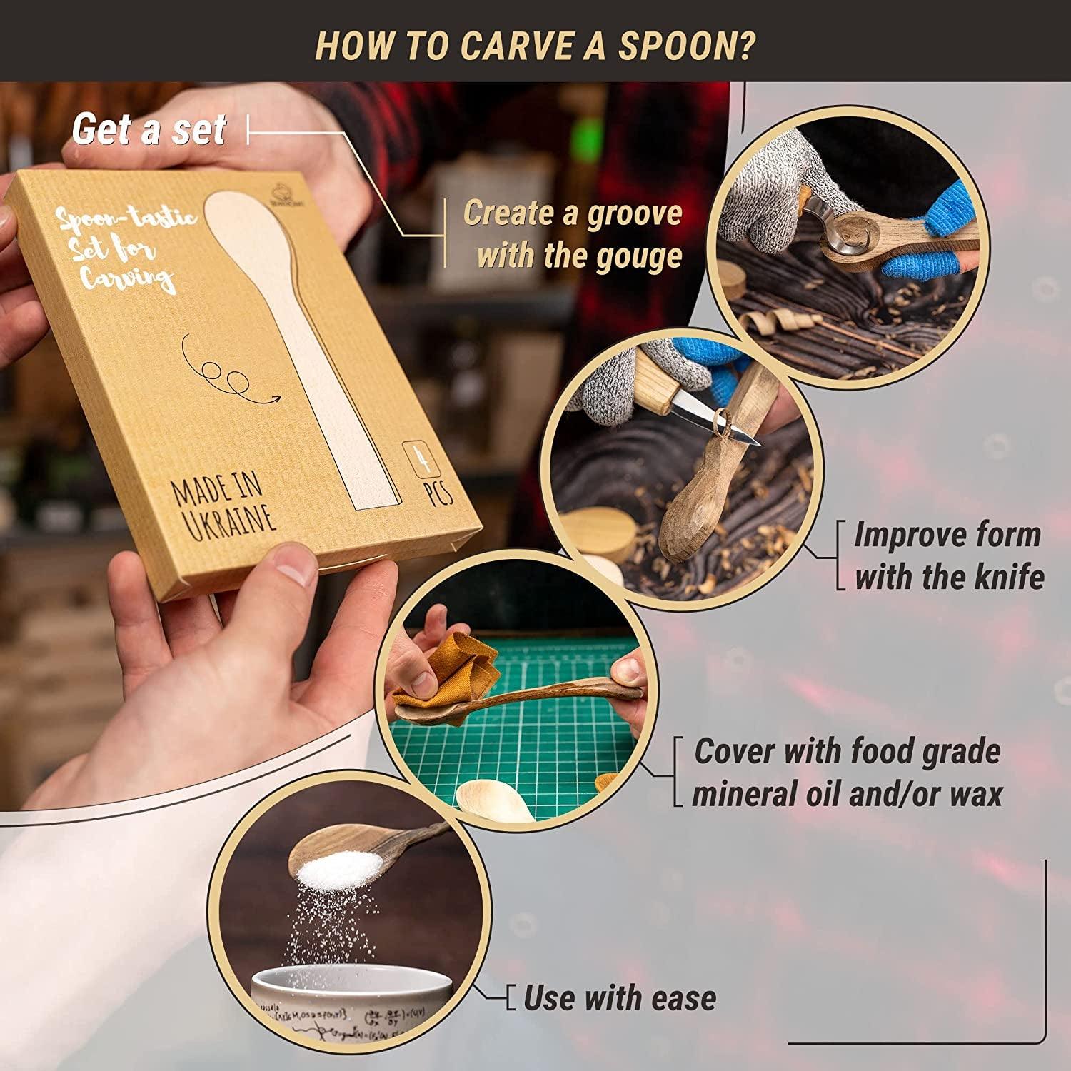 Wood Carving Spoon Blank Unfinished Wood Carving Spoon Carving Kit Wooden Blank Spoon WoodArtSupply