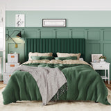 Elegant Green Velvet Queen Bed Frame with Adjustable Tufted Headboard by Allewie Allewie