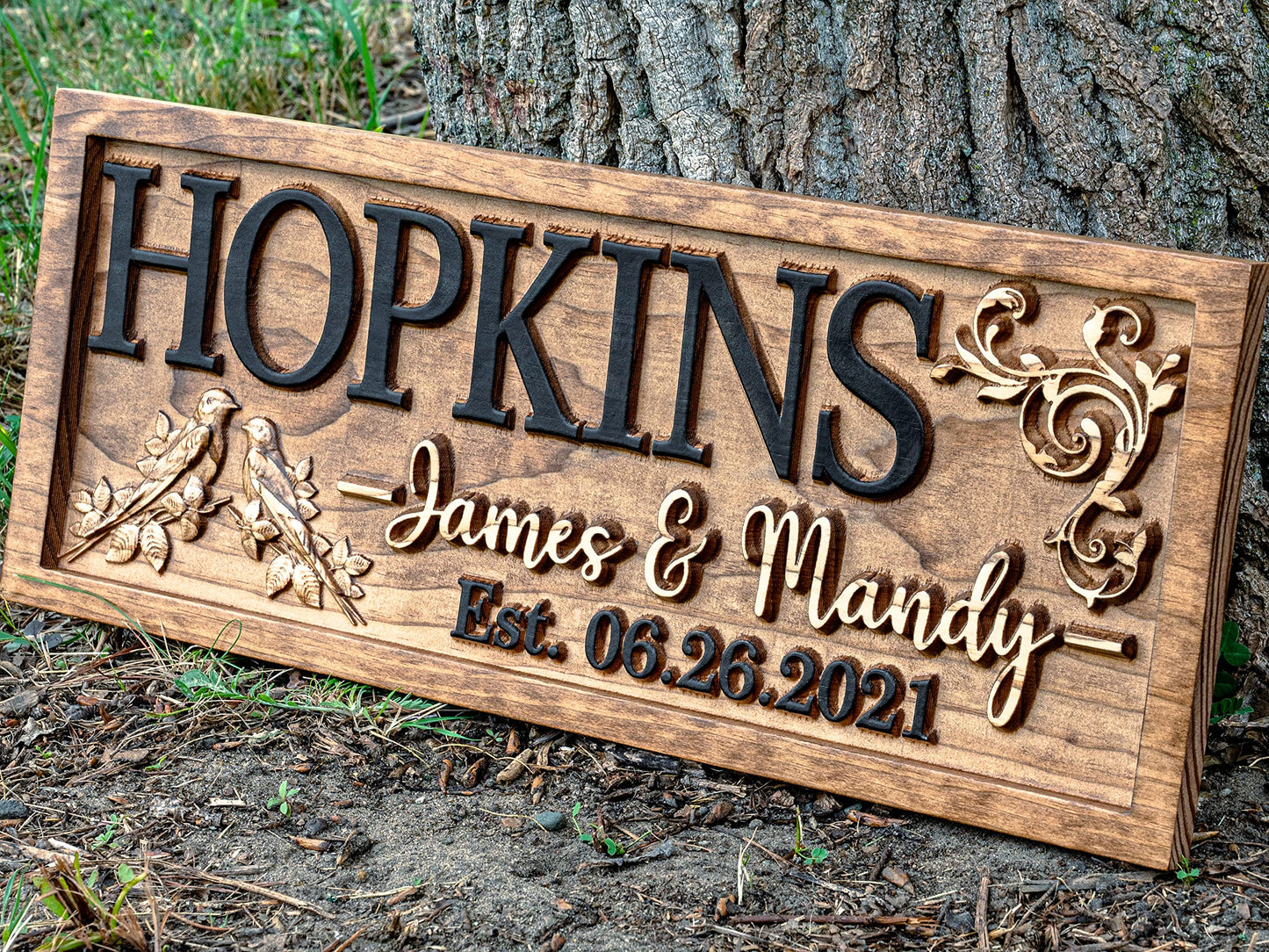 Rustic Wedding Decor | Personalized Wedding Gifts | Custom Wedding Signs | Last Name Sign | Love Bird Wall Decor | Bridal Shower Sign | Wood Garden