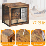 Yaheetech 27.5'' Dog Crate Furniture with Cushion Wooden Dog Crate with Double Doors/Adjustable Feet Side End Table for Small/Medium Dogs, 27.5" L x Yaheetech