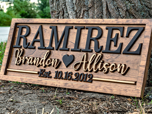 Bridal Shower Gift | Personalized Wedding Gift Last Name Established Sign | Anniversary Gift | Engagement Gifts | Valentines Day Gift | Wood Wedding - WoodArtSupply